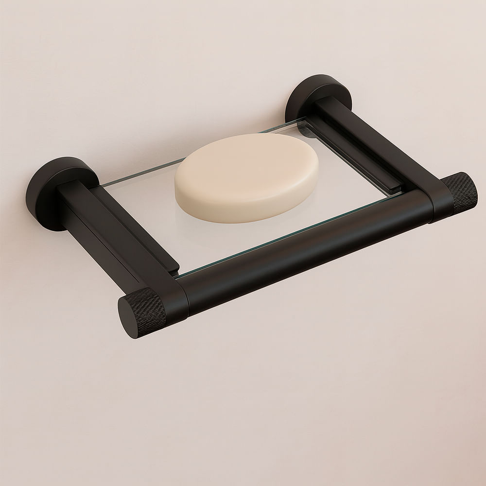 Porta Sabonete Zigrinato Diverse 128 mm Aco Inox 304 Preto Italy Line 82739_0